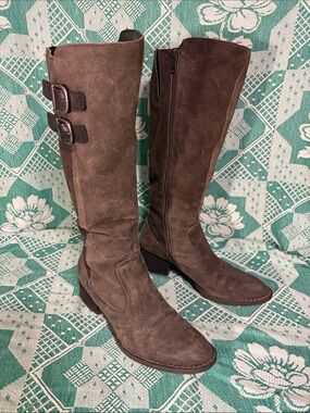 Born Tall Suede Boots in Dark Gray